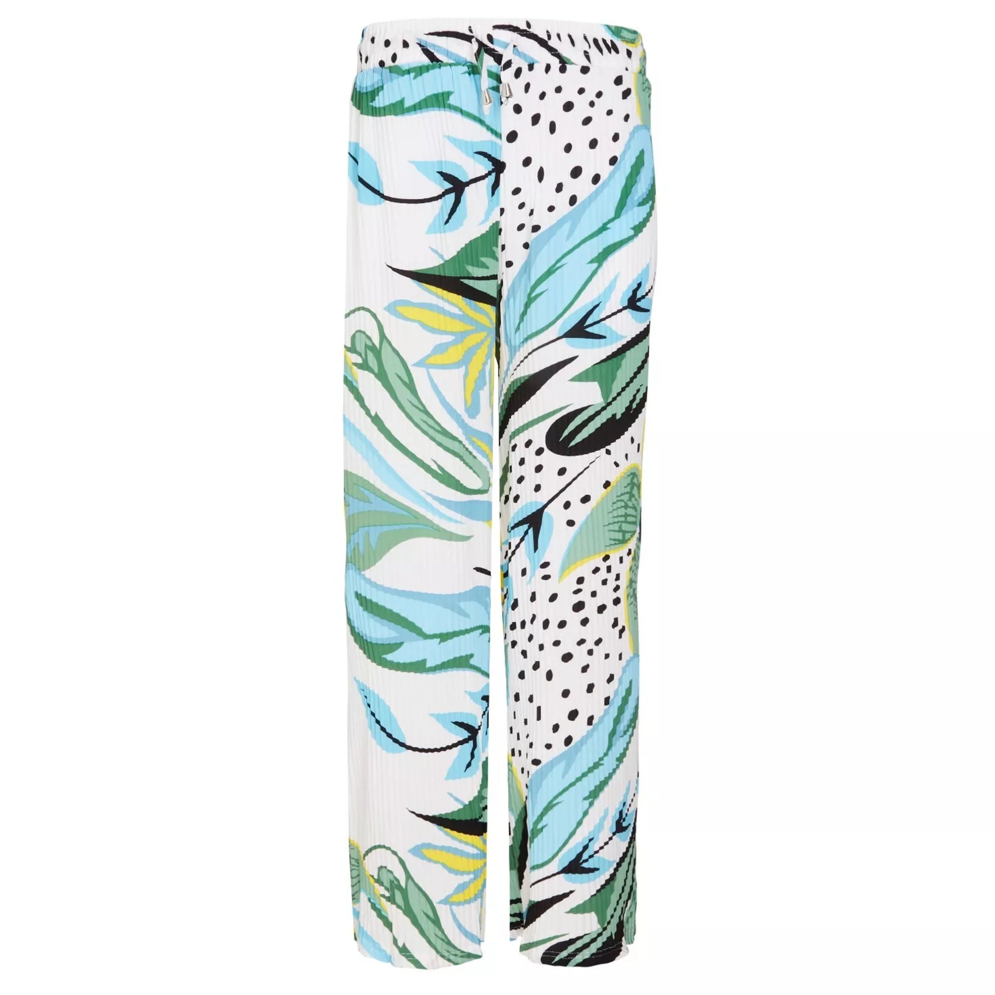 Women’s printed palazzo trousers – wide leg summer pants in bold colourful patterns.